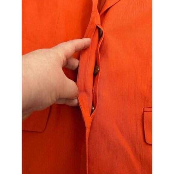 Vince Blazer Jacket Long Sleeves Collared Pockets Wool Metallic Orange Size 4 - Picture 5 of 13